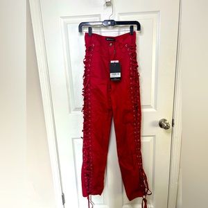 PrettyLittle Thing high wasted Red pants